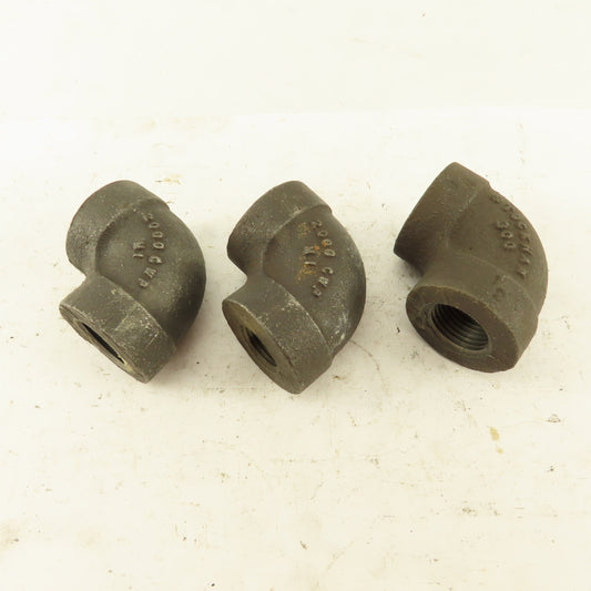1/4" to 1/2" NPT Schedule 80 Reducing 45° Elbow Black Pipe Fitting Lot of 3