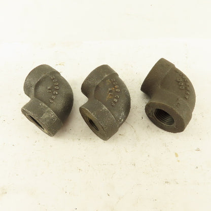 1/4" to 1/2" NPT Schedule 80 Reducing 45° Elbow Black Pipe Fitting Lot of 3