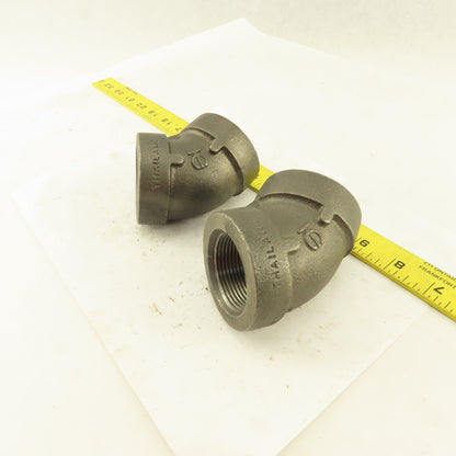 1-1/4"NPT 300 MI 45° Elbow Black Pipe Fitting lot of 2