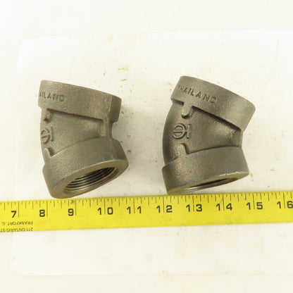 1-1/4"NPT 300 MI 45° Elbow Black Pipe Fitting lot of 2