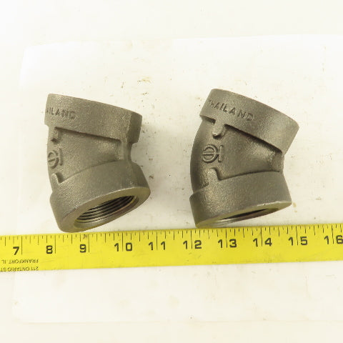 1-1/4"NPT 300 MI 45° Elbow Black Pipe Fitting lot of 2