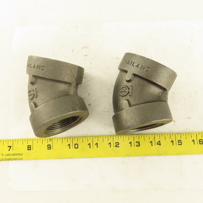 1-1/4"NPT 300 MI 45° Elbow Black Pipe Fitting lot of 2