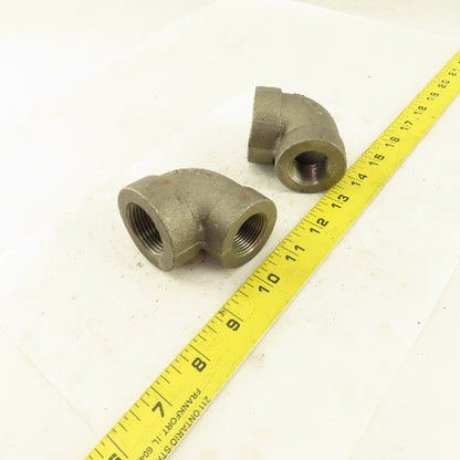 Ward 1" to 3/4" NPT Skd 80 Malleable 90° Reducing Elbow Black Pipe Fitting Lot/2