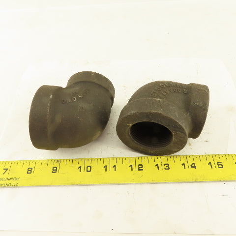 Stockham 1-1/4 to 1" NPT Skd 80 Malleable 90° Reducing Elbow Black Pipe Lot/2