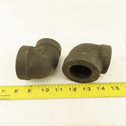 Stockham 1-1/4 to 1" NPT Skd 80 Malleable 90° Reducing Elbow Black Pipe Lot/2