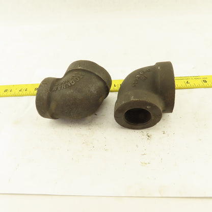 Stockham 1-1/4 to 1" NPT Skd 80 Malleable 90° Reducing Elbow Black Pipe Lot/2