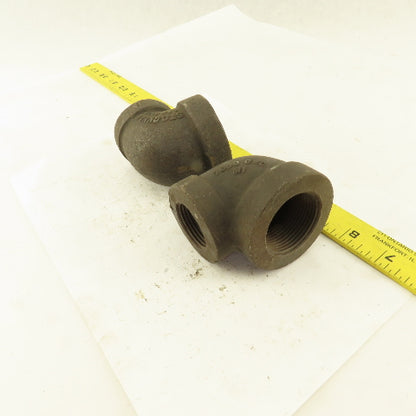 Stockham 1-1/4 to 1" NPT Skd 80 Malleable 90° Reducing Elbow Black Pipe Lot/2