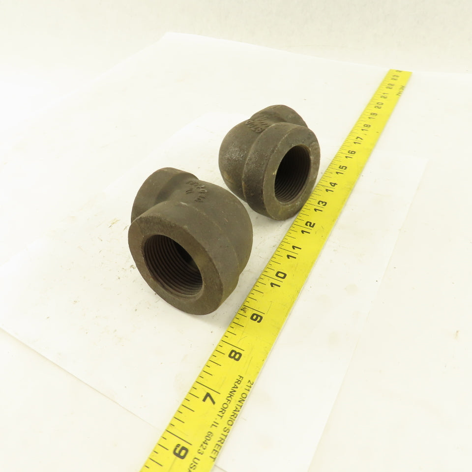 Stockham 1-1/4 to 1" NPT Skd 80 Malleable 90° Reducing Elbow Black Pipe Lot/2