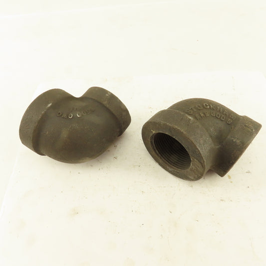Stockham 1-1/4 to 1" NPT Skd 80 Malleable 90° Reducing Elbow Black Pipe Lot/2