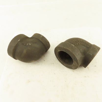 Stockham 1-1/4 to 1" NPT Skd 80 Malleable 90° Reducing Elbow Black Pipe Lot/2