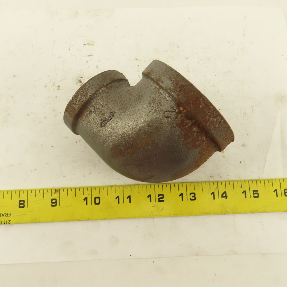 Anvil 2" to 1-1/4 NPT Schedule 40 Malleable 90° Reducing Elbow Black Pipe