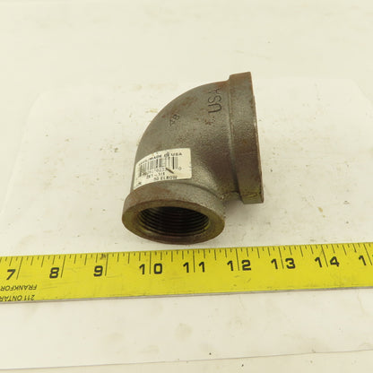 Anvil 2" to 1-1/4 NPT Schedule 40 Malleable 90° Reducing Elbow Black Pipe