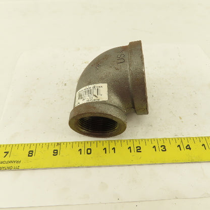 Anvil 2" to 1-1/4 NPT Schedule 40 Malleable 90° Reducing Elbow Black Pipe