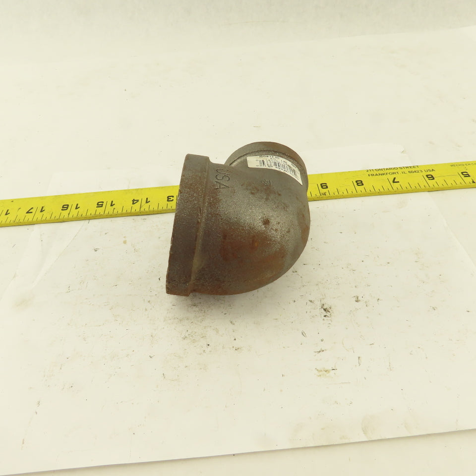 Anvil 2" to 1-1/4 NPT Schedule 40 Malleable 90° Reducing Elbow Black Pipe