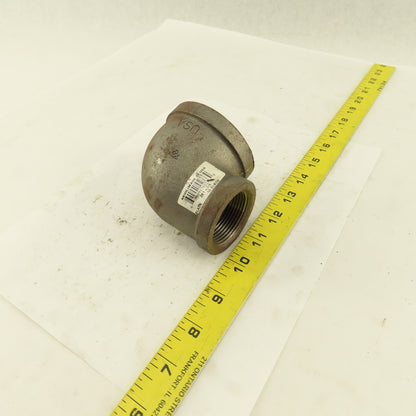 Anvil 2" to 1-1/4 NPT Schedule 40 Malleable 90° Reducing Elbow Black Pipe