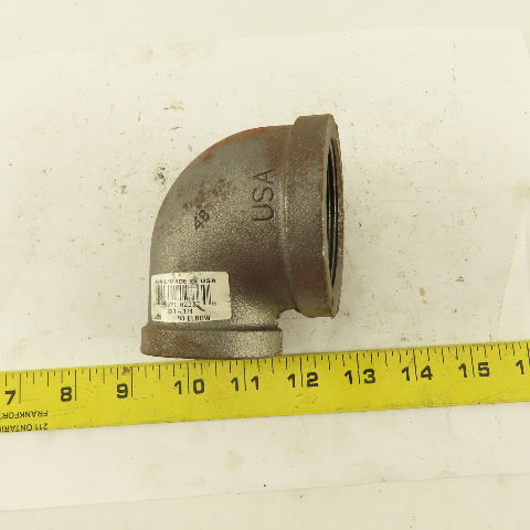 Anvil 2" to 1-1/4 NPT Schedule 40 Malleable 90° Reducing Elbow Black Pipe