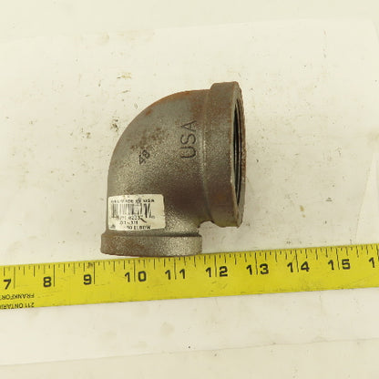 Anvil 2" to 1-1/4 NPT Schedule 40 Malleable 90° Reducing Elbow Black Pipe
