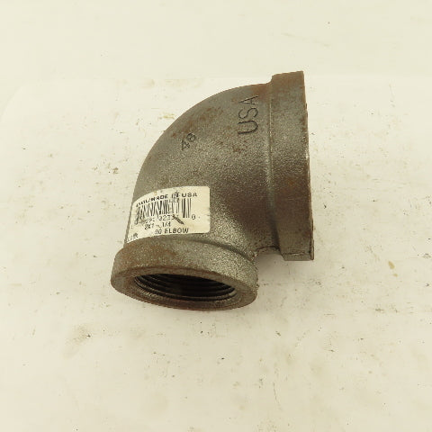 Anvil 2" to 1-1/4 NPT Schedule 40 Malleable 90° Reducing Elbow Black Pipe
