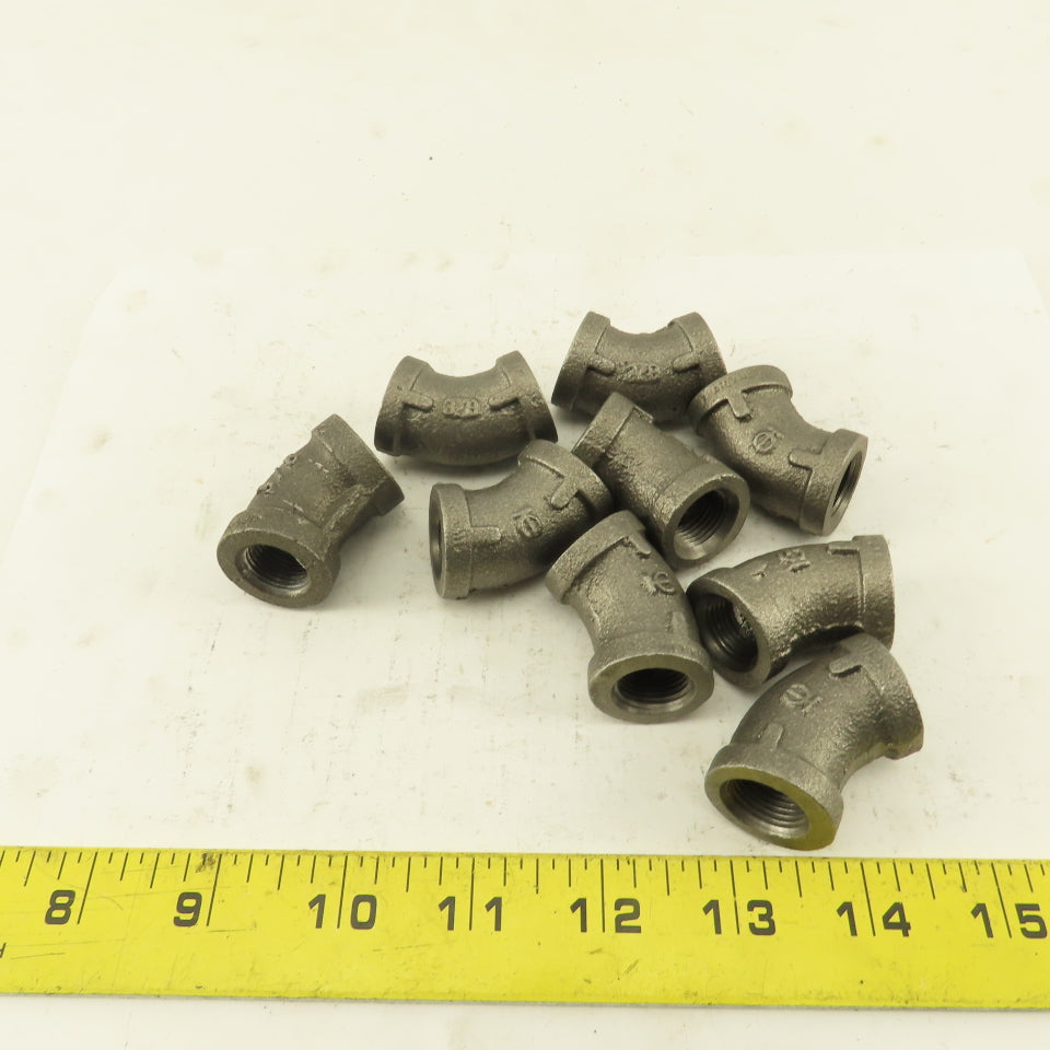 3/8 NPT Schedule 40 Malleable 45° Elbow Black Pipe Lot of 9