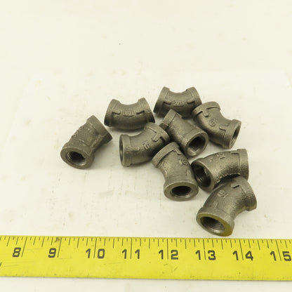 3/8 NPT Schedule 40 Malleable 45° Elbow Black Pipe Lot of 9
