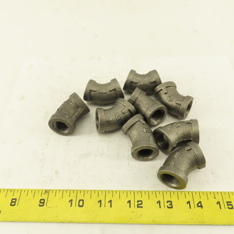 3/8 NPT Schedule 40 Malleable 45° Elbow Black Pipe Lot of 9