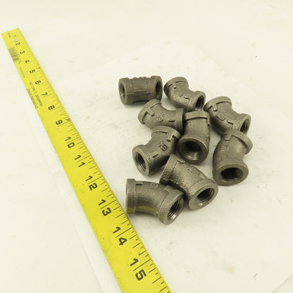 3/8 NPT Schedule 40 Malleable 45° Elbow Black Pipe Lot of 9