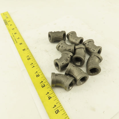 3/8 NPT Schedule 40 Malleable 45° Elbow Black Pipe Lot of 9