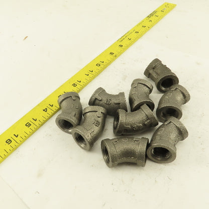 3/8 NPT Schedule 40 Malleable 45° Elbow Black Pipe Lot of 9