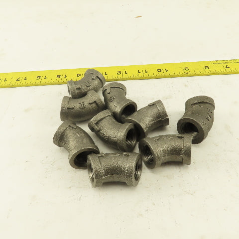 3/8 NPT Schedule 40 Malleable 45° Elbow Black Pipe Lot of 9
