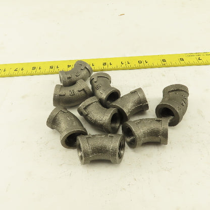 3/8 NPT Schedule 40 Malleable 45° Elbow Black Pipe Lot of 9