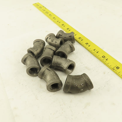 3/8 NPT Schedule 40 Malleable 45° Elbow Black Pipe Lot of 9