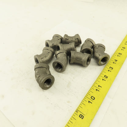 3/8 NPT Schedule 40 Malleable 45° Elbow Black Pipe Lot of 9