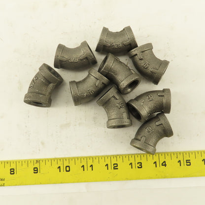 3/8 NPT Schedule 40 Malleable 45° Elbow Black Pipe Lot of 9