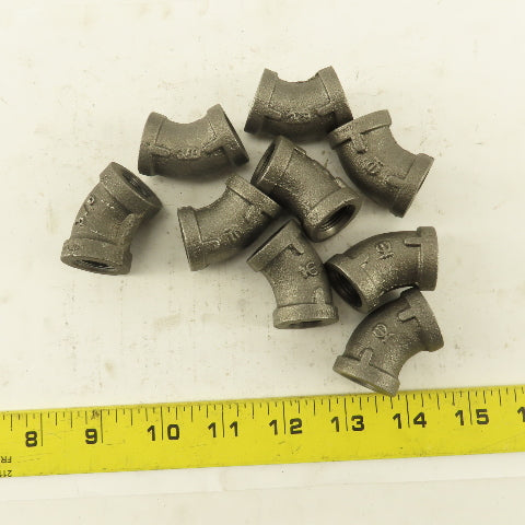 3/8 NPT Schedule 40 Malleable 45° Elbow Black Pipe Lot of 9