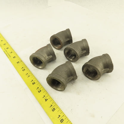 Anvil 1" NPT Schedule 40 Malleable 90° Elbow Black Pipe USA Lot of 5