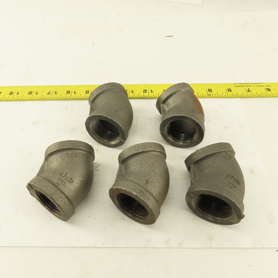 Anvil 1" NPT Schedule 40 Malleable 90° Elbow Black Pipe USA Lot of 5