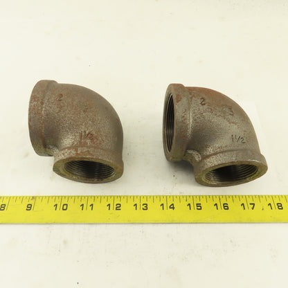 Anvil 2 to 1-1/2" NPT Skd 40 Malleable 90° Reducing Elbow Black Pipe USA Lot/2