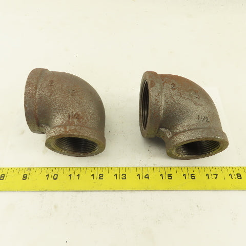Anvil 2 to 1-1/2" NPT Skd 40 Malleable 90° Reducing Elbow Black Pipe USA Lot/2