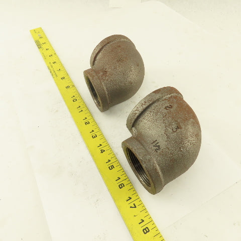 Anvil 2 to 1-1/2" NPT Skd 40 Malleable 90° Reducing Elbow Black Pipe USA Lot/2