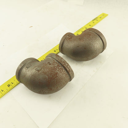Anvil 2 to 1-1/2" NPT Skd 40 Malleable 90° Reducing Elbow Black Pipe USA Lot/2