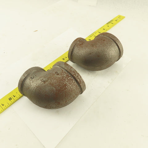 Anvil 2 to 1-1/2" NPT Skd 40 Malleable 90° Reducing Elbow Black Pipe USA Lot/2