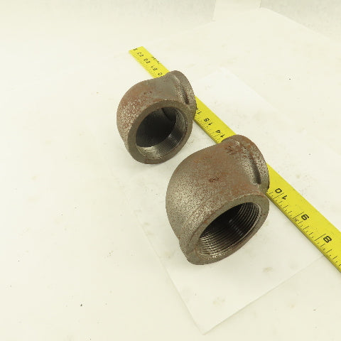 Anvil 2 to 1-1/2" NPT Skd 40 Malleable 90° Reducing Elbow Black Pipe USA Lot/2