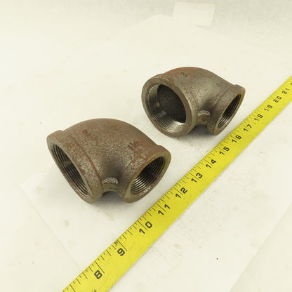 Anvil 2 to 1-1/2" NPT Skd 40 Malleable 90° Reducing Elbow Black Pipe USA Lot/2