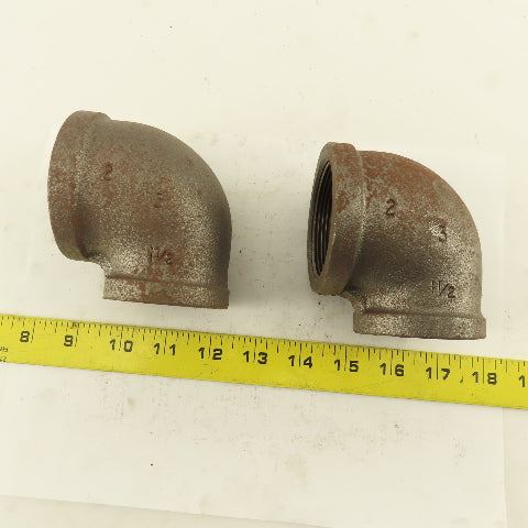 Anvil 2 to 1-1/2" NPT Skd 40 Malleable 90° Reducing Elbow Black Pipe USA Lot/2
