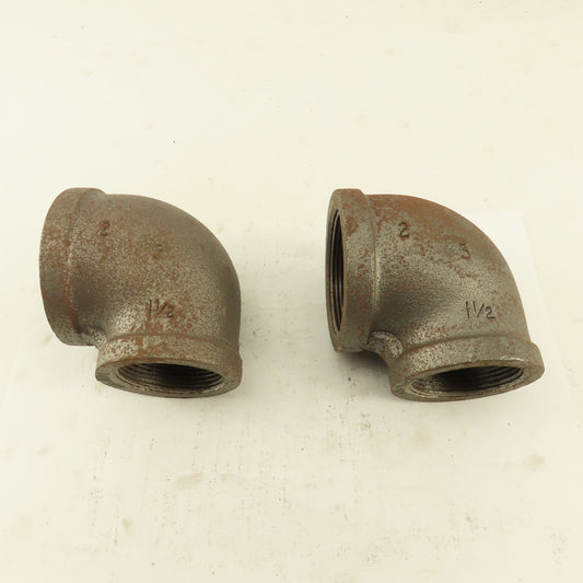 Anvil 2 to 1-1/2" NPT Skd 40 Malleable 90° Reducing Elbow Black Pipe USA Lot/2