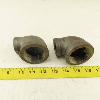 Anvil 1-1/2 to 1" NPT Skd 40 Malleable 90° Reducing Elbow Black Pipe USA Lot/2