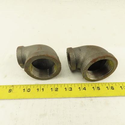 Anvil 1-1/2 to 1" NPT Skd 40 Malleable 90° Reducing Elbow Black Pipe USA Lot/2