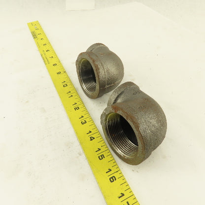 Anvil 1-1/2 to 1" NPT Skd 40 Malleable 90° Reducing Elbow Black Pipe USA Lot/2