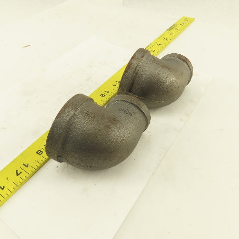 Anvil 1-1/2 to 1" NPT Skd 40 Malleable 90° Reducing Elbow Black Pipe USA Lot/2