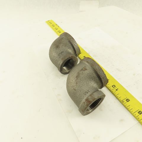 Anvil 1-1/2 to 1" NPT Skd 40 Malleable 90° Reducing Elbow Black Pipe USA Lot/2